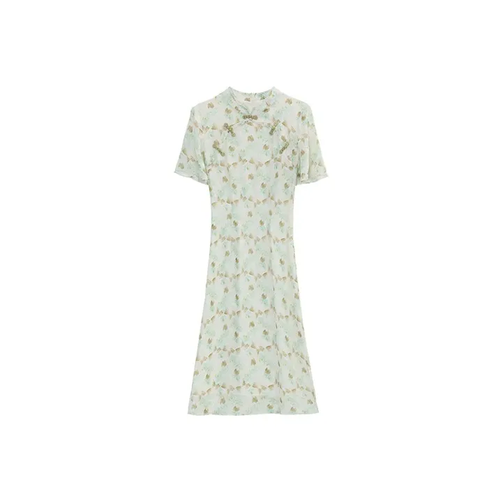 ETSE Short Sleeved Dresses Women's Green-0