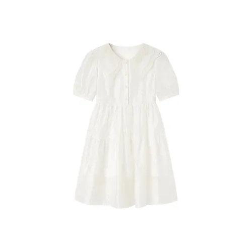 Pit Short-Sleeved Dresses Women's White