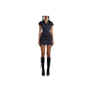 Jaded London Vintage Grey Cargo Mini Dress With Belt Detail Short-Sleeved Dresses Women's GREY/Gray