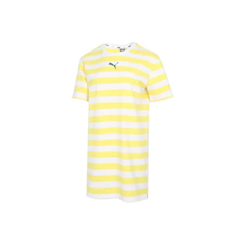 PUMA Short-Sleeved Dresses Women's Yellow White