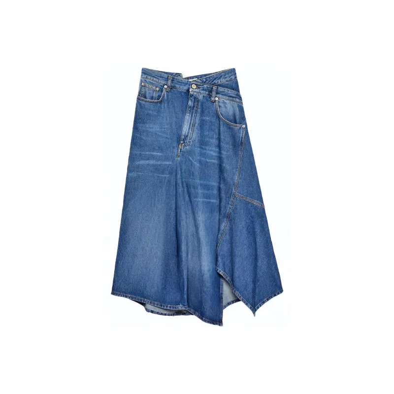 LOEWE Deconstructed Midi Denim Skirt Sporty Blue-0