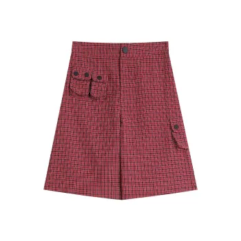 ELF SACK Shorts Women's Dark Red Plaid