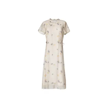 HONGNIAN Short-Sleeved Dresses Women's Yellow Print