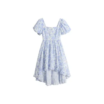 HUASJ Short Sleeved Dresses Women's Blue