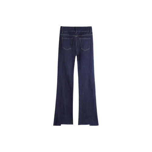 MITUAN High Rise Bootcut Fashion Zipper Fleece 9 Inch Stretch Slim Fit Slimming Flared Jeans Women's