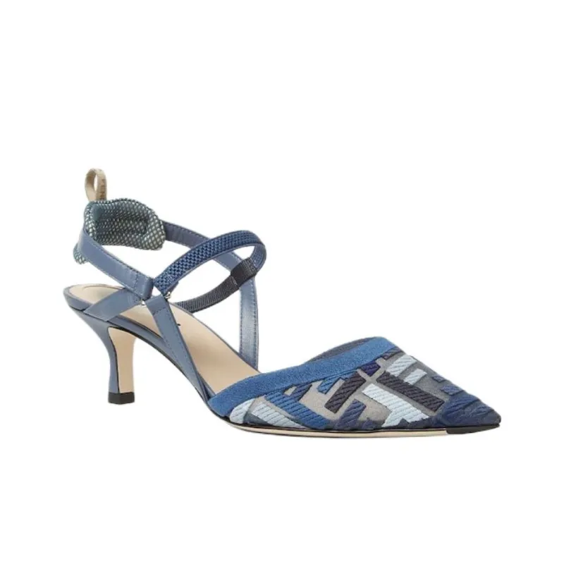 FENDI Colibrì Lite Slim Heel High Heels 5.5cm Women's Blue-2