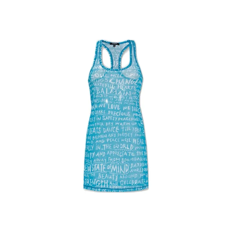 BALMAIN Sleeveless Dresses Women's Blue-0