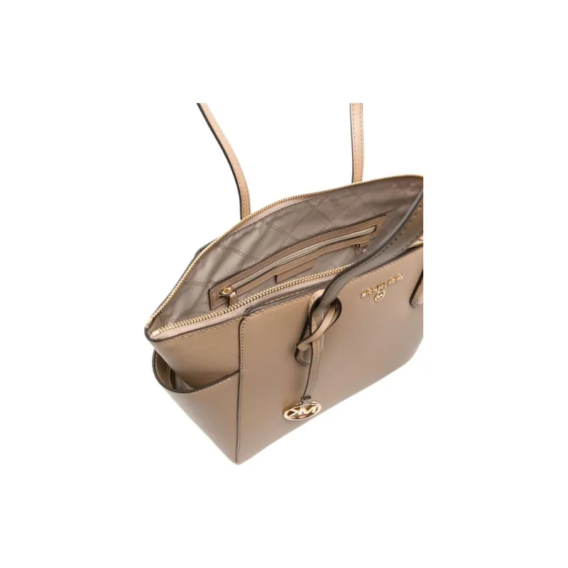 MICHAEL KORS MARILYN Leather Tote Bag, Shopping Bag, Shoulder Bag, Handbag Women's Beige-3