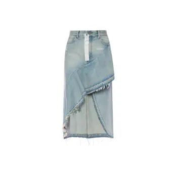 OFF WHITE FW21 Denim Long Skirts Women's Blue