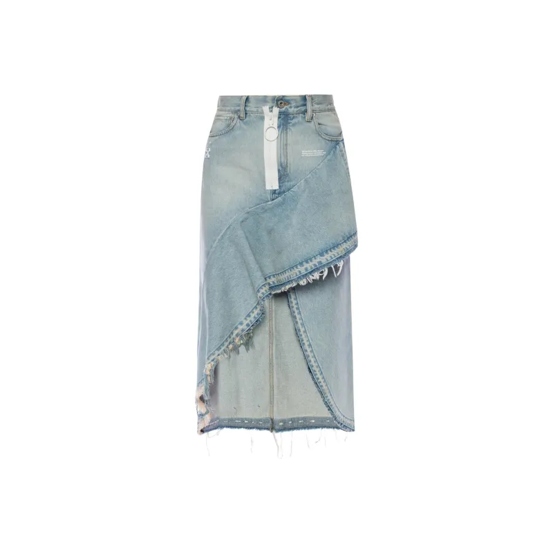 OFF WHITE FW21 Denim Long Skirts Women's Blue-0