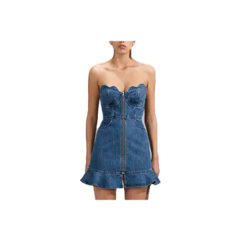 Self portrait Sweetheart Denim Minidress