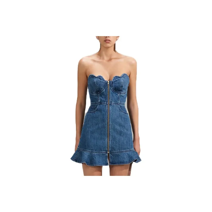 Self portrait Sweetheart Denim Minidress-0