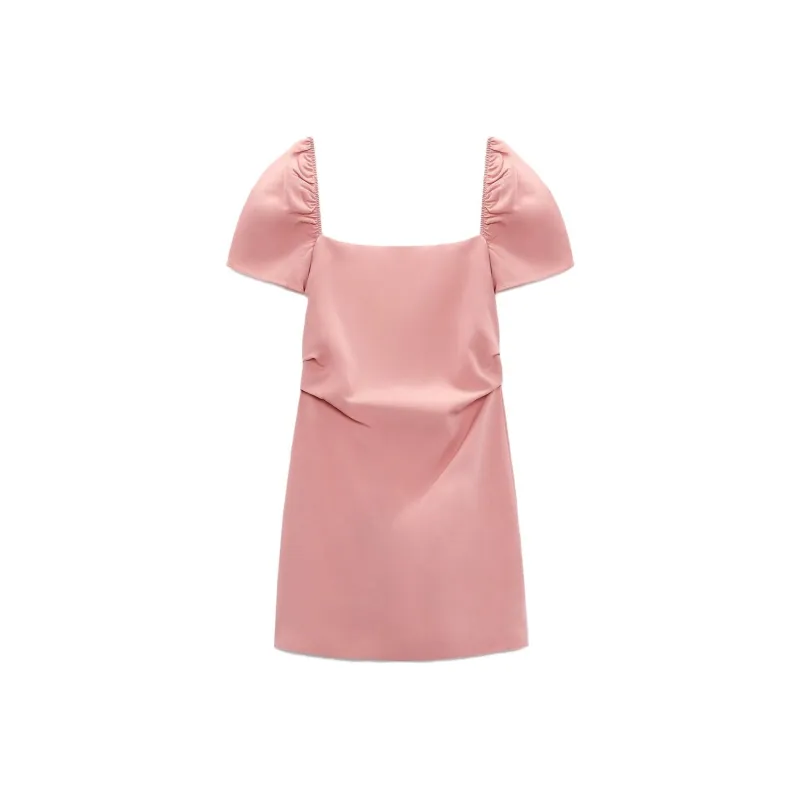 ZARA Short-Sleeved Dresses Women's Pink-0