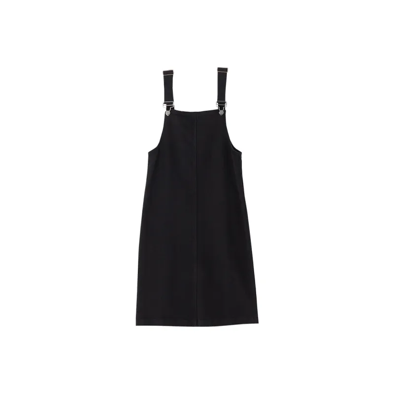 SOON FLOWER Summer Sleeveless Dress Women's Black-0