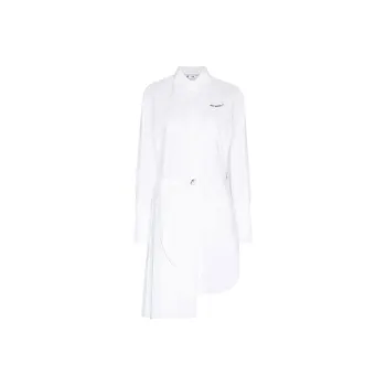 OFF WHITE Asymmetric Pleated Shirt Dress