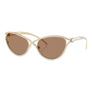Swarovski Metal Crystal Cat Eye Sunglasses Women's Gold