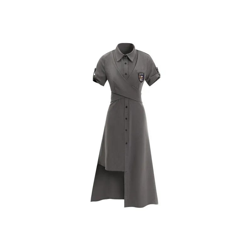 JOLLIGHT Short Sleeved Dress Women's Gray-0