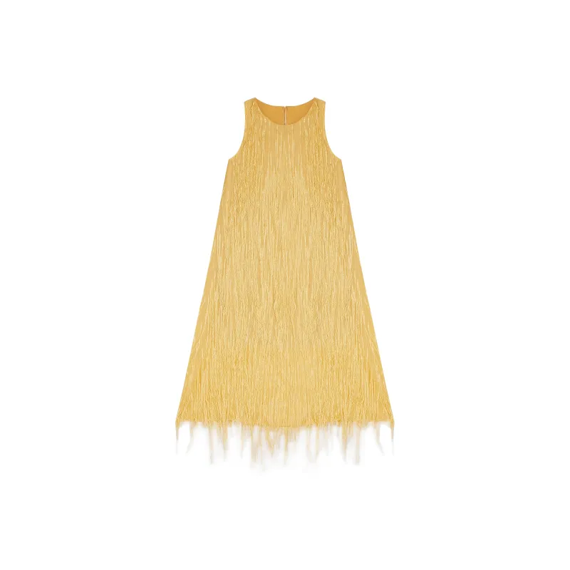QYPRF Sleeveless Dresses Women's Yellow-0