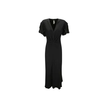 Victoria Beckham Gathered V Neck Midi Dress