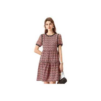 FENHONGMALI Short Sleeved Dresses Women's Pink