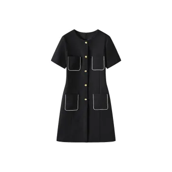 BASIC HOUSE Short-Sleeved Dresses Women's Advanced Classic Black