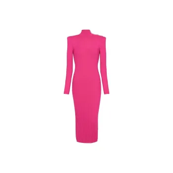BALMAIN Long-Sleeved Dresses Women's Rose Red