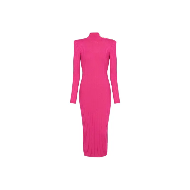 BALMAIN Long-Sleeved Dresses Women's Rose Red-0