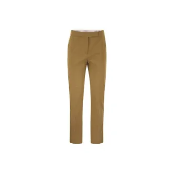 MaxMara Okra Pleat Detailed Cropped Trousers