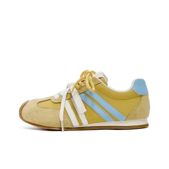JOSINY Korean Style Trendy, Vintage Cortez Multicolor German Army Trainers Low Top Fashion, Casual Shoes Women's Yellow