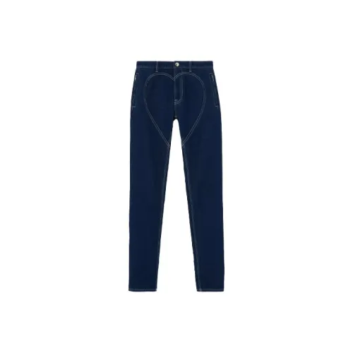Burberry Heart Stitched Straight Leg Jeans Blue