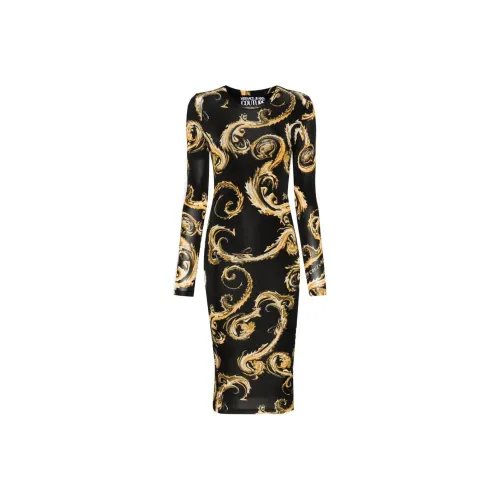 VERSACE JEANS COUTURE Chromo Couture Print Crewneck Midi Dress