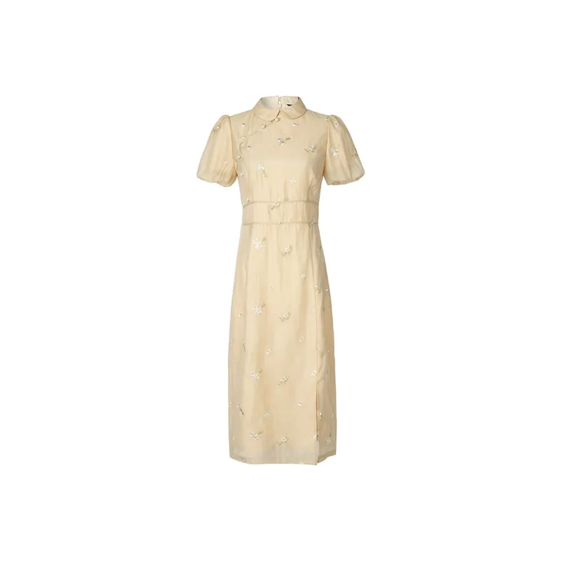 LOUISY AO Short Sleeved Dresses Women's Apricot Gray-0