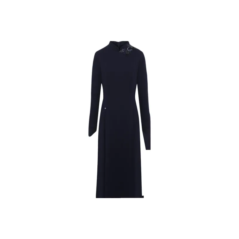 BBLLUUEE Long Sleeved Dress Women's Ink Blue-0