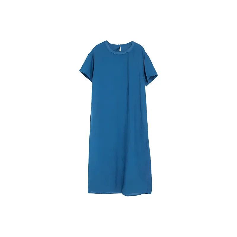 ZIMO Short Sleeved Dresses Women's Peacock Blue-0