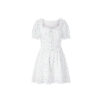LEDIN Short Sleeved Dress Women's Blue Print