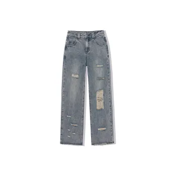 LA CRAWFISH Jeans Women's Washed Denim Blue