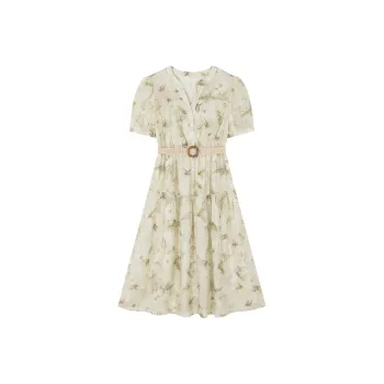 IHIMI Short Sleeved Dresses Women's Bamboo Green