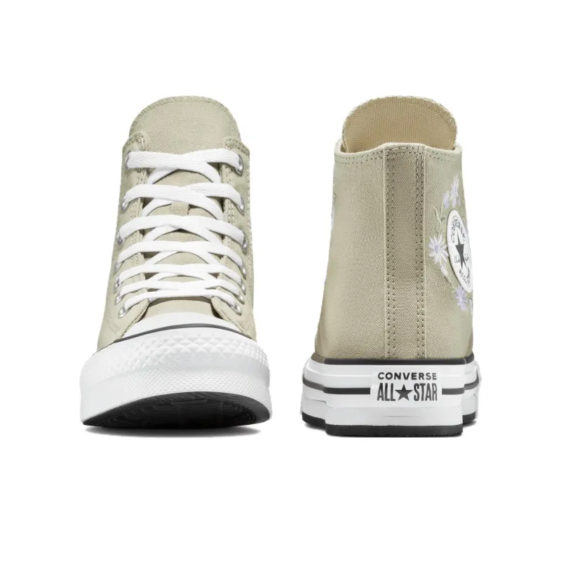 Converse Chuck Taylor All Star Lift Anti Slip Wear Resistant High Top Canvas Shoes Women's Gray Green-3
