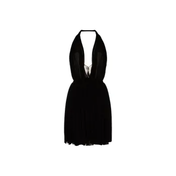 SAINT LAURENT Gathered Open Back Dress