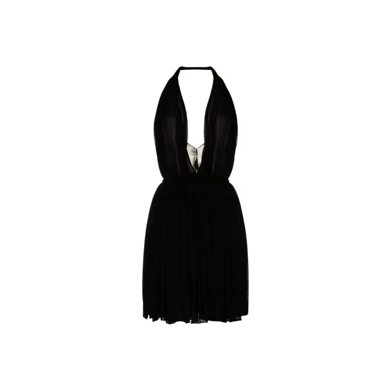 SAINT LAURENT Gathered Open Back Dress-0