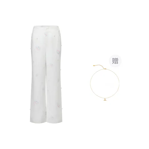 Three Quarters Casual Pants Women's White