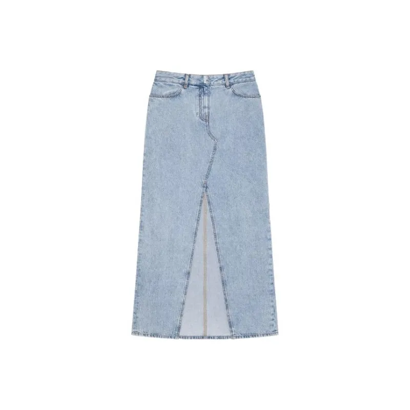 Givenchy Denim Long Skirts Women's Blue-0