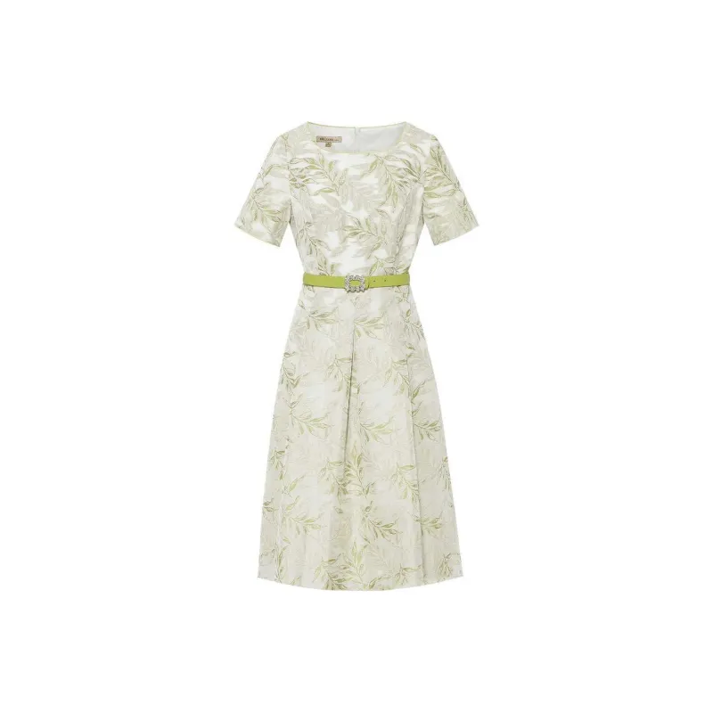 BBLLUUEE Short Sleeved Dress Women's Autumn Green-0