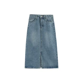 QYPRF Loose Fit A Line Skirt Women's Light Blue