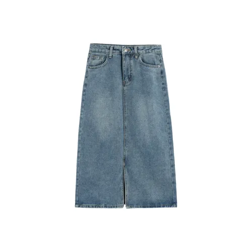 QYPRF Loose Fit A Line Skirt Women's Light Blue