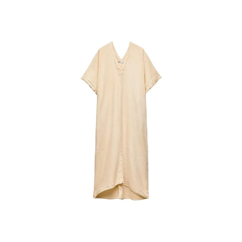 ZARA ZW Series Short-Sleeved Dresses Women's Sand-0