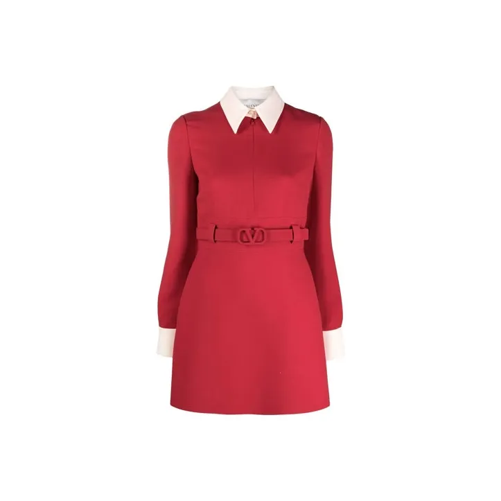 Valentino Long-Sleeved Dresses Women's Red-0