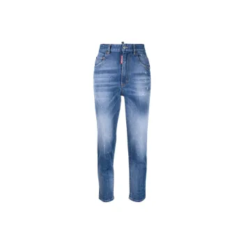 DSQUARED 2 Logo Plaque High Rise Cropped Jeans