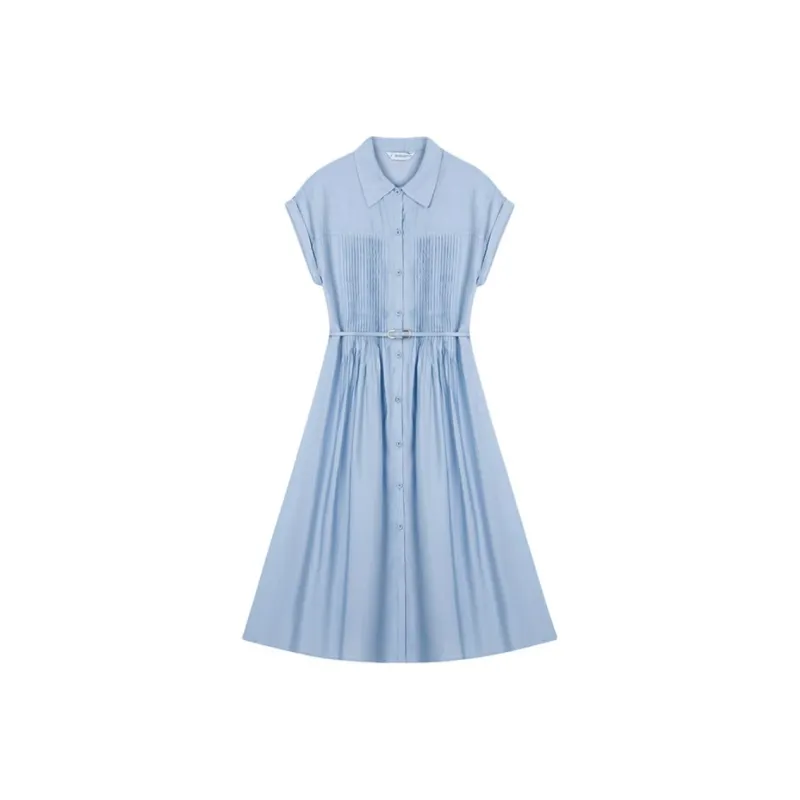 IHIMI Short Sleeved Dress Women's Sky Blue-0