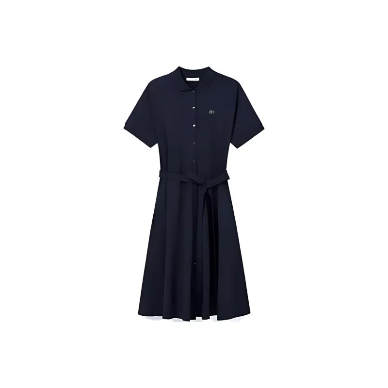LACOSTE Short Sleeved Dress Women's Dark Green-0